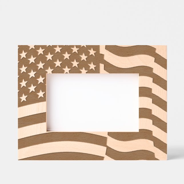Waving American Flag Etched Frames (Front)