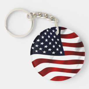 Waving American Flag Key Ring