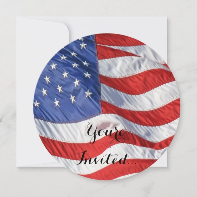 Waving American Flag Patriotic Invitation (Front)