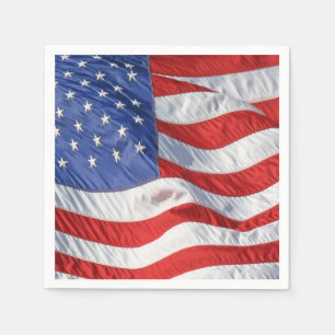 Waving American Flag Patriotic Napkin