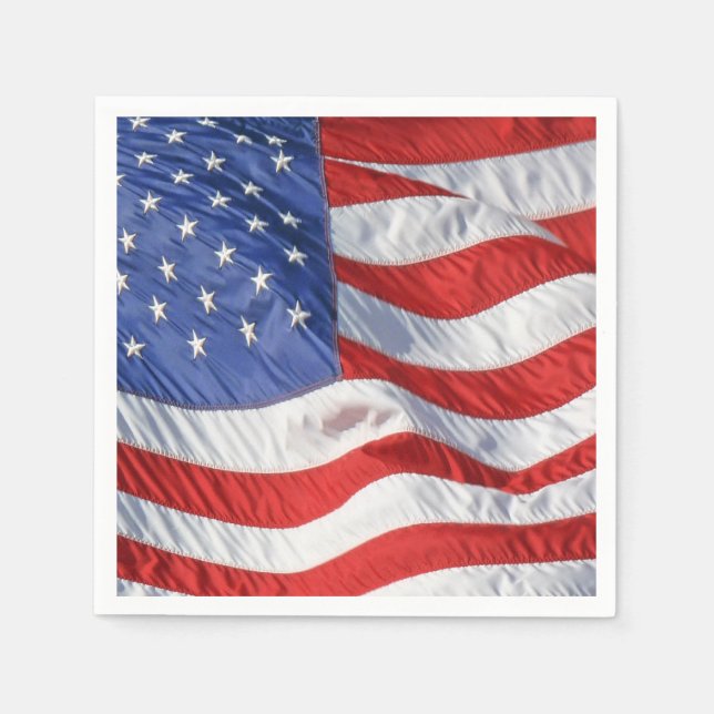 Waving American Flag Patriotic Napkin (Front)