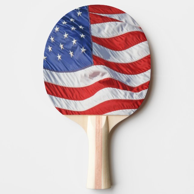 Waving American Flag Patriotic Ping Pong Paddle (Front)