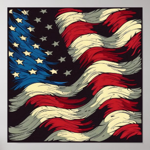 Waving American Flag Poster