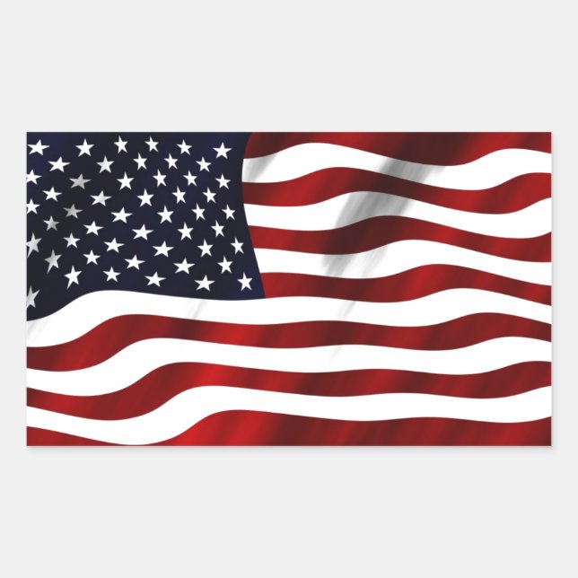 Waving American Flag Rectangular Sticker (Front)