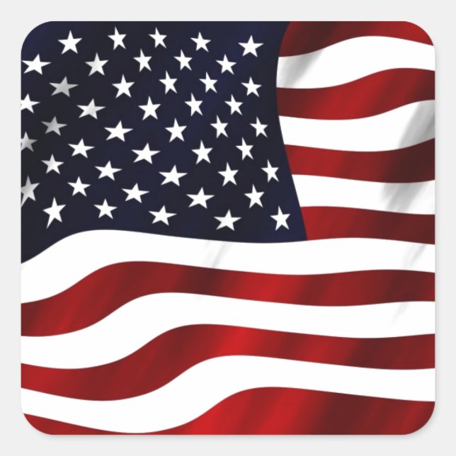 Waving American Flag Square Sticker (Front)