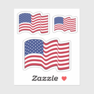 Waving American Flag Stickers 