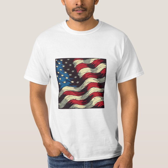 Waving American Flag T-Shirt (Front)