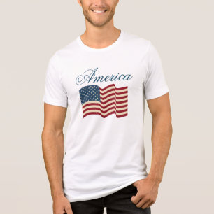 Waving American Flag T-Shirt Tri-Blend Shirt