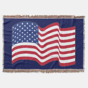 Waving American Flag Throw Blanket Gift