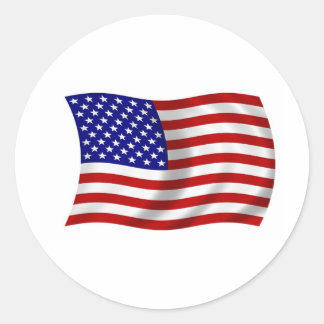 Waving American USA FLAG Classic Round Sticker