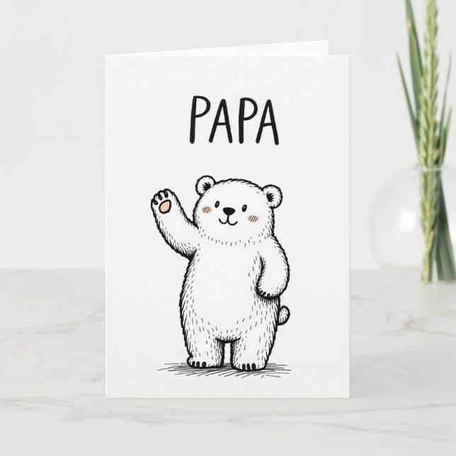Waving Bear Papa Love Card (Front)