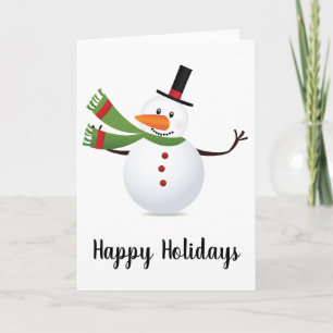 Waving Carrot Nose Snowman Greeting Card