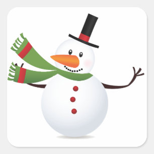 Waving Carrot Nose Snowman Sticker