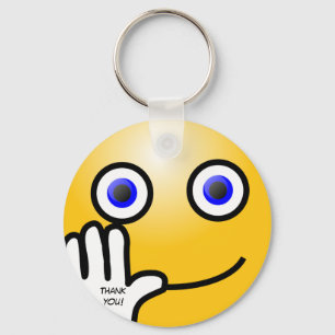 Waving emoticon thank you! key ring
