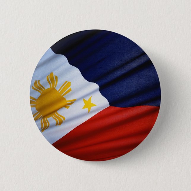 Waving Filipino Flag Button (Front)
