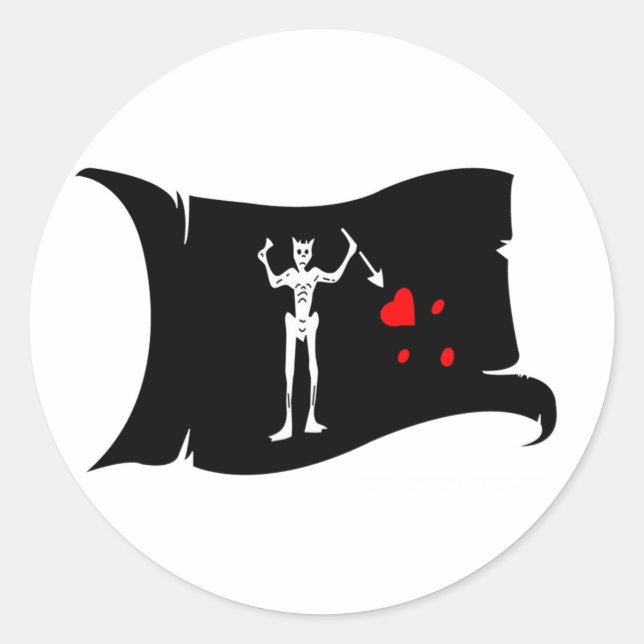 Waving Flag  #1 Blackbeard Classic Round Sticker (Front)