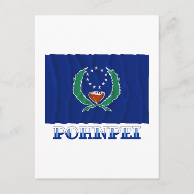 Waving flag of Pohnpei, with name Postcard (Front)