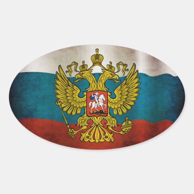 Waving flag of Russia Oval Sticker (Front)