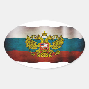 Waving flag of Russia Oval Sticker