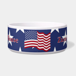Waving Flag On White Stars With Blue Background