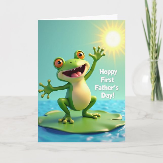 Waving Frog Sweet Fathers Day Card (Front)