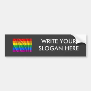 Waving gay pride flag - bumper sticker
