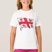 Waving Georgia Flag Red and White Five Crosses