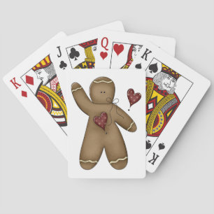 Waving Gingerbread Man Playing Cards
