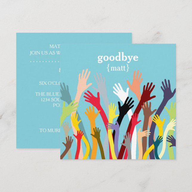 Waving hands Farewell Party Invitation (Front/Back)
