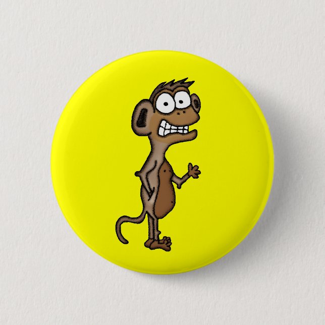 Waving Monkey 6 Cm Round Badge (Front)