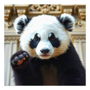 Waving Panda Design Photo Print