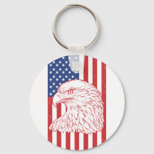 Waving Patriotic American Flag Design Key Ring