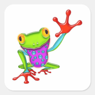 Waving Poison Dart Frog Square Sticker