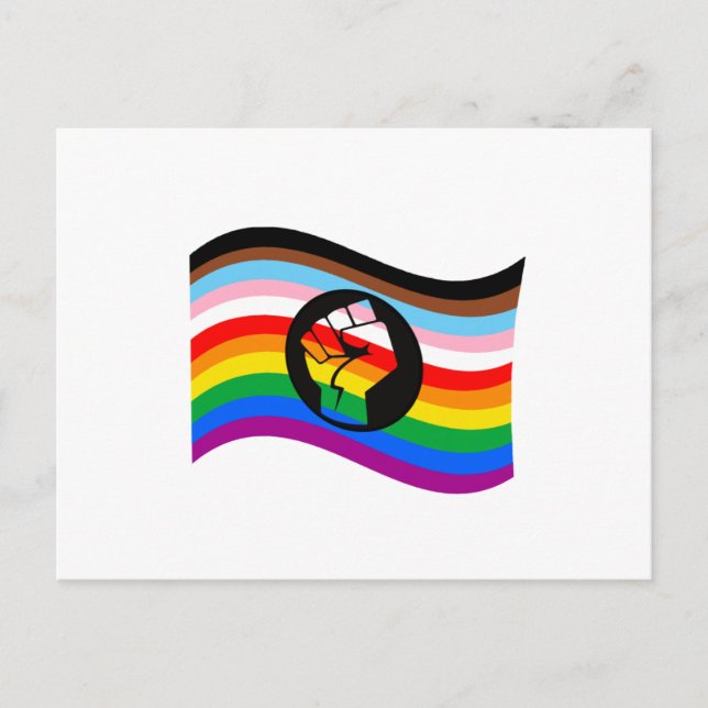 Waving QPOC Pride Flag Postcard (Front)