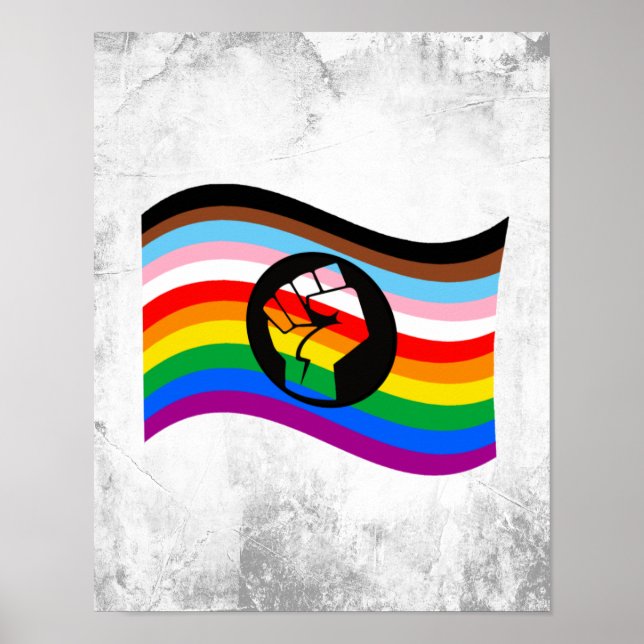 Waving QPOC Pride Flag Poster (Front)