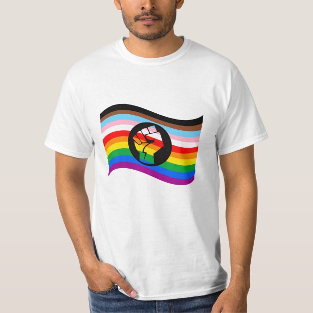 Waving QPOC Pride Flag T-Shirt (Front)
