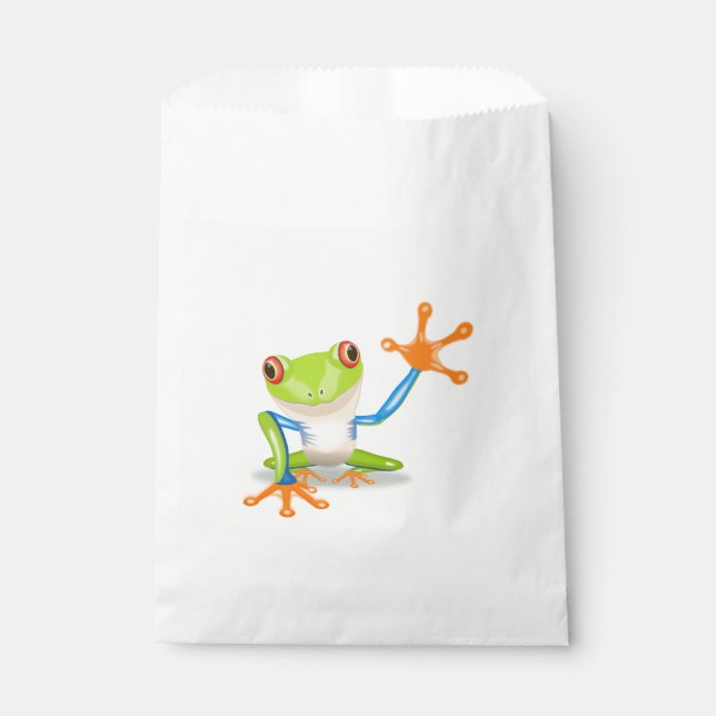 Waving red eyed tree frog illustration favour bags (Front)