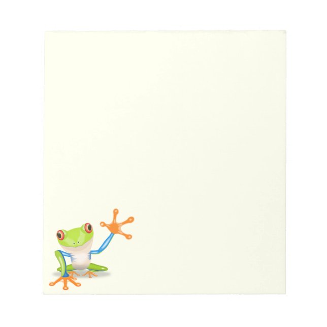Waving red eyed tree frog illustration notepad (Front)