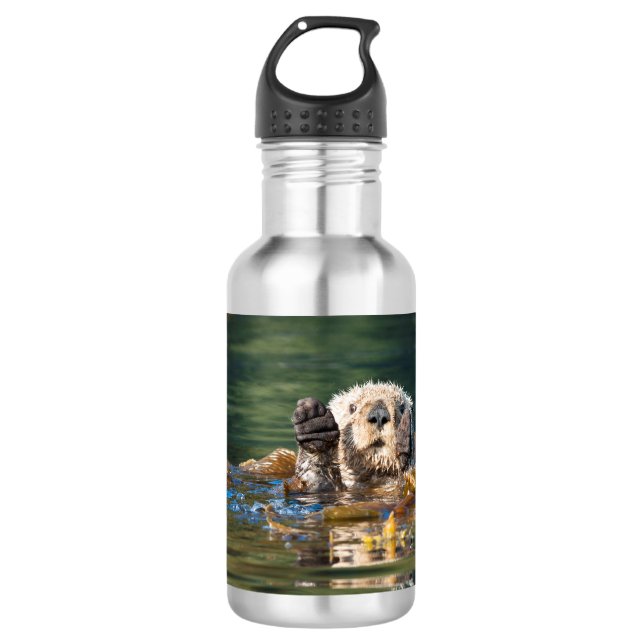 Waving Sea Otter 532 Ml Water Bottle (Front)
