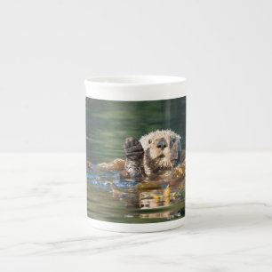 Waving Sea Otter Bone China Mug