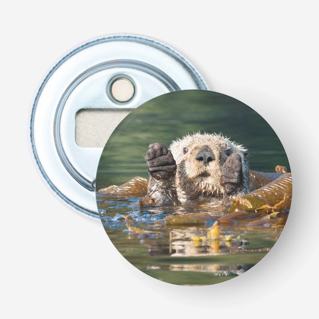 Waving Sea Otter Bottle Opener (Front)