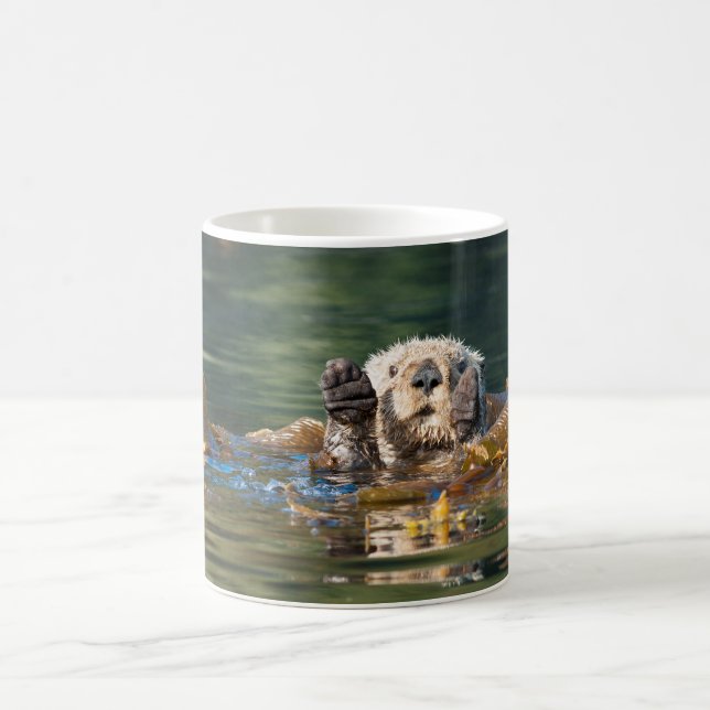 Waving Sea Otter Coffee Mug (Center)
