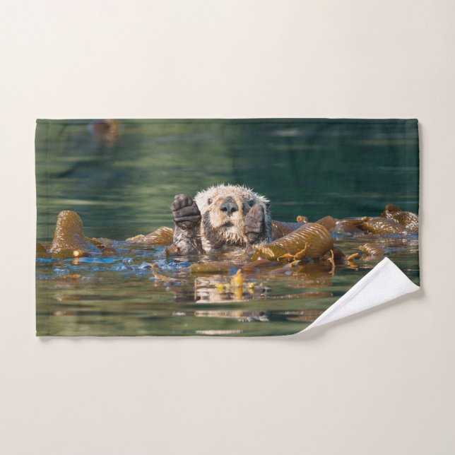 Waving  Sea Otter Hand Towel (Hand Towel)