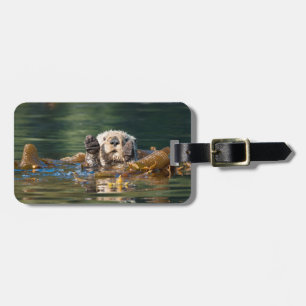 Waving Sea Otter Luggage Tag