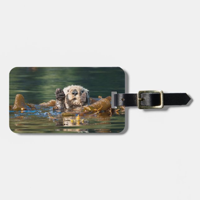 Waving Sea Otter Luggage Tag (Front Horizontal)