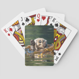 Waving Sea Otter Playing Cards