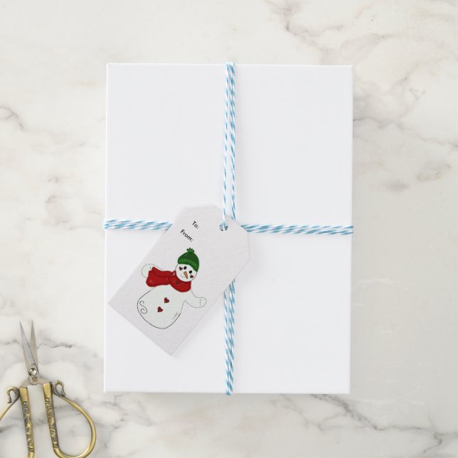 Waving Snowman Gift Tags (With Twine)