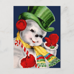 Waving Snowman Holiday Postcard