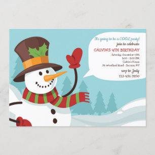 Waving Snowman Invitation