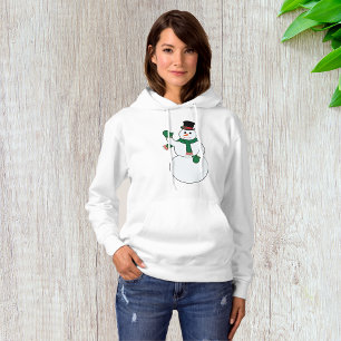 Waving Snowman Womens Hoodie